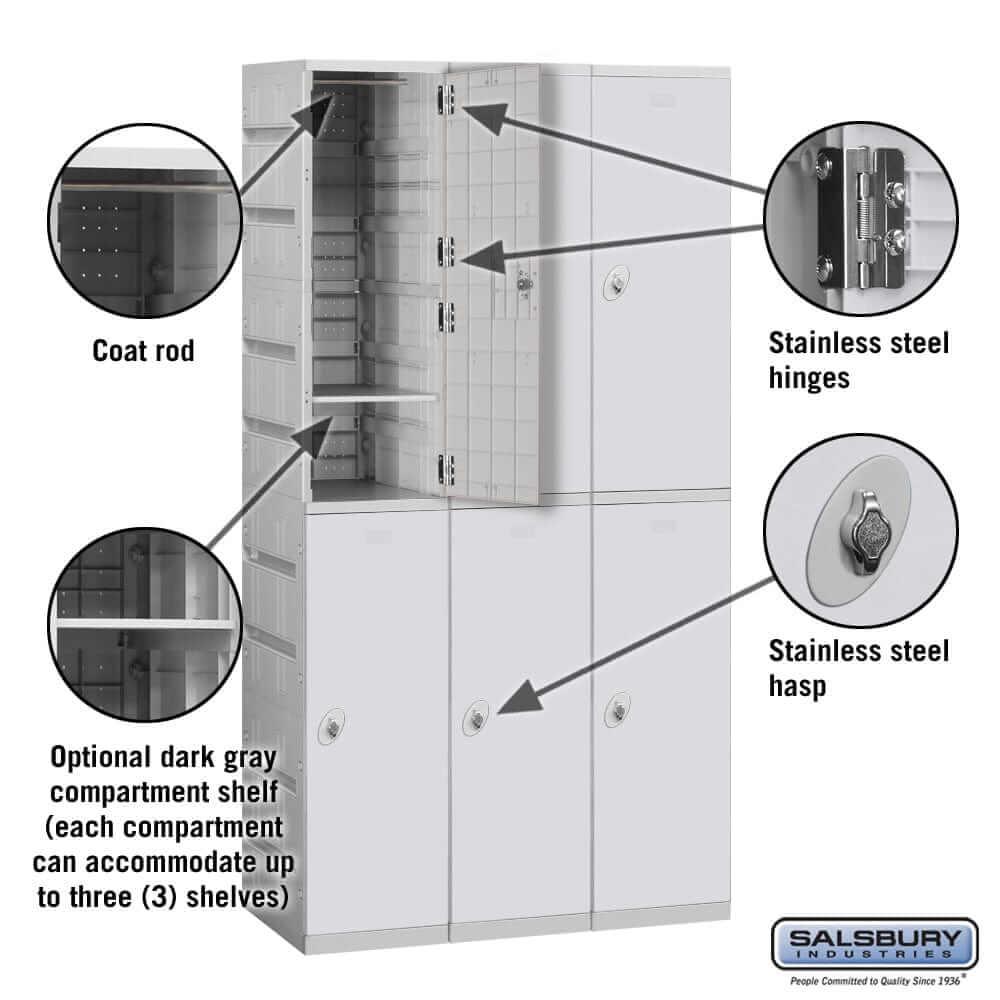 Salsbury Industries High Grade ABS Plastic Locker — 2 Tier, 3 Wide YourLockerStore